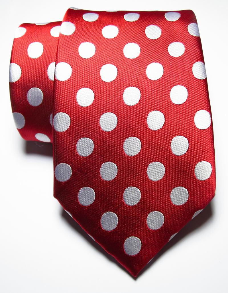 New Classic Polka Dot Red White JACQUARD WOVEN 100% Silk Men’s Tie Necktie