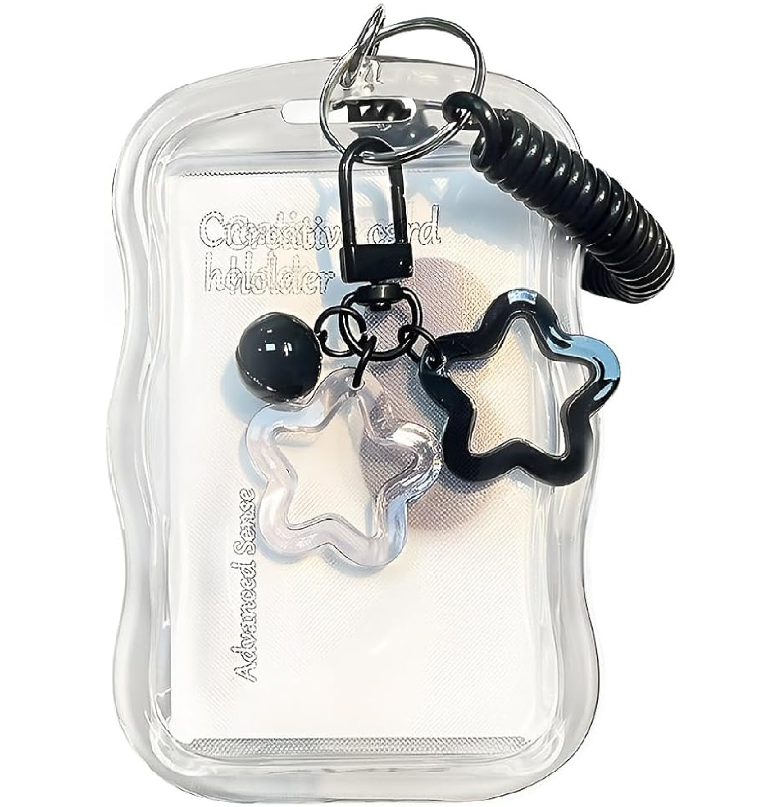 1Pcs Cute Photocard Holder Keychain Kpop Photo Card Holder Star Wave Photocard K