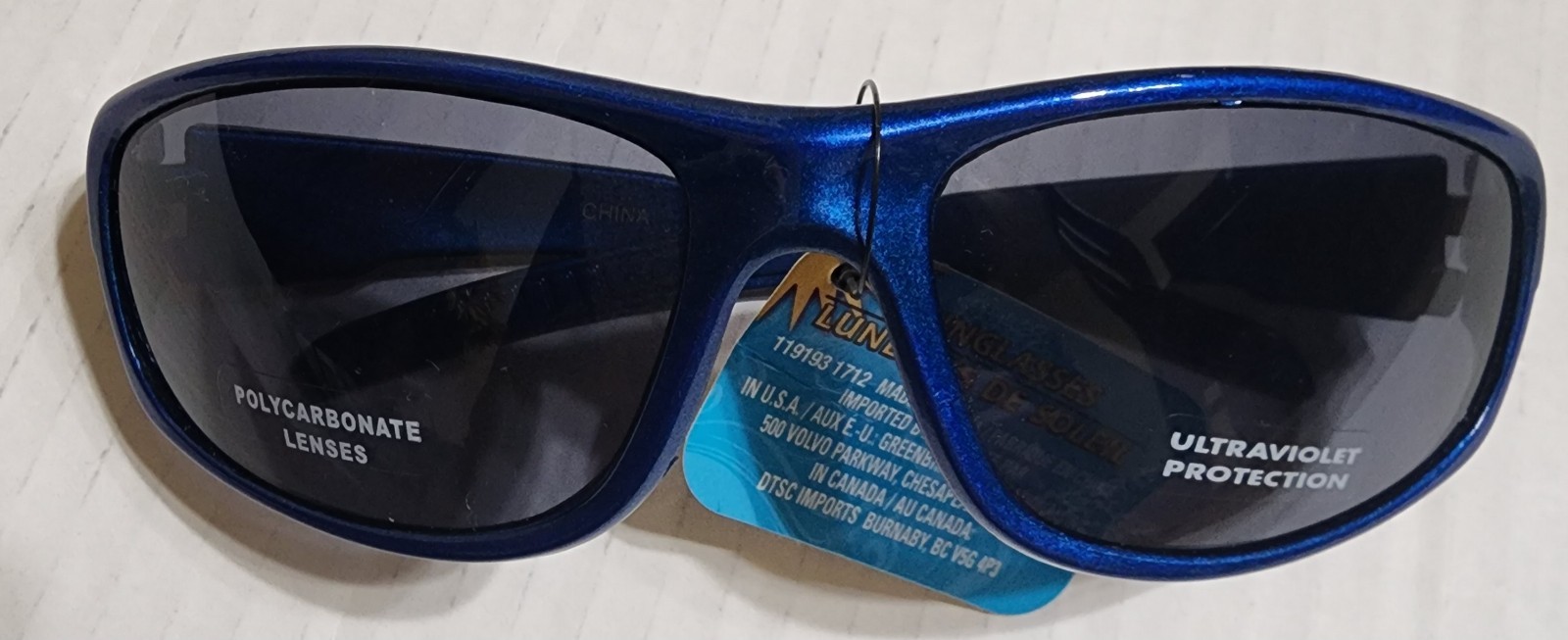 New Fashion Polycarbonate UV Protect Sunglasses Wrap Around..Blue