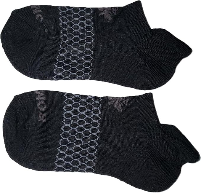 NWOT 6 Pairs Men’s Solid Honeycomb Ankle Socks Size Large 9.5-13 Black BOMBAS