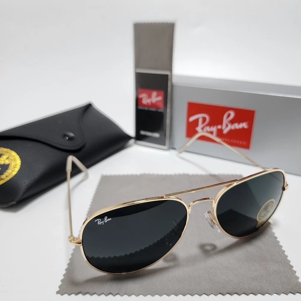 Brand New！ Ray-Ban RB3025 Aviator Sunglasses Gold Frame Glass Lens 58 mm~