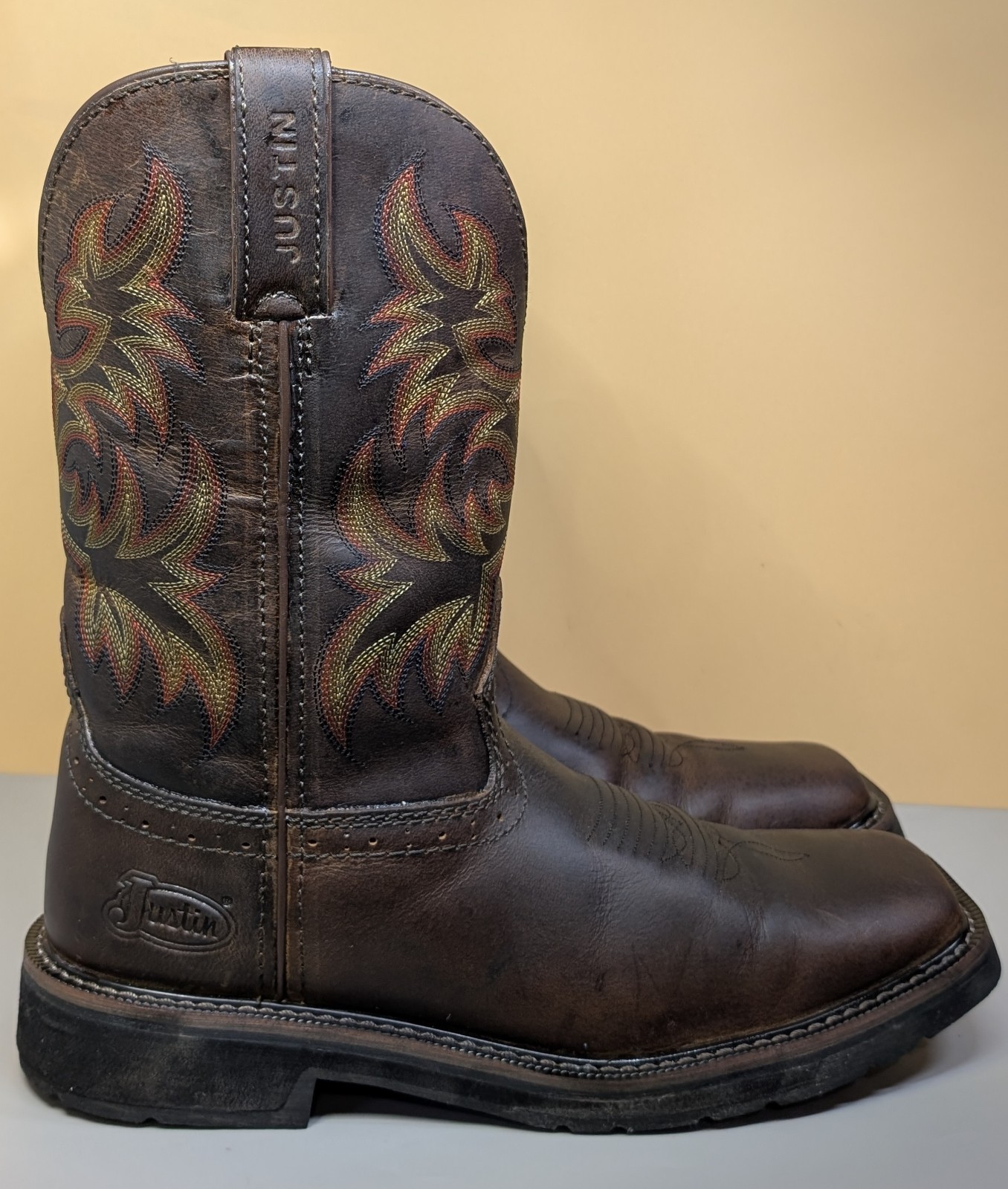 Justin Men’s Boots Driller Western Stampede Cowboy Work Composite Toe 9D