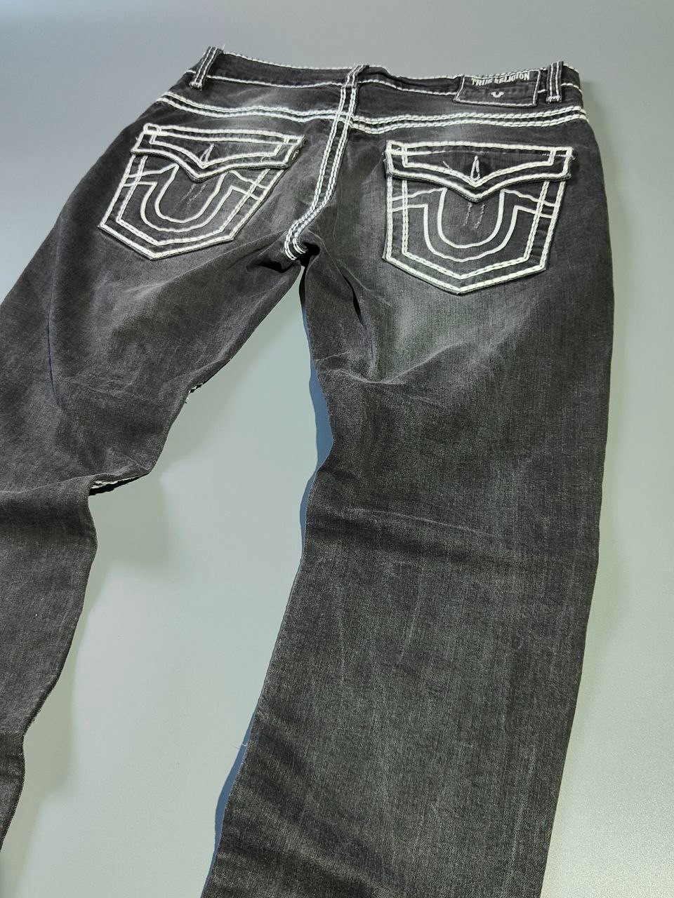 True Religion Ricky Body Rinse Rope Stitch Relaxed Straight Size 33 Gray USA M