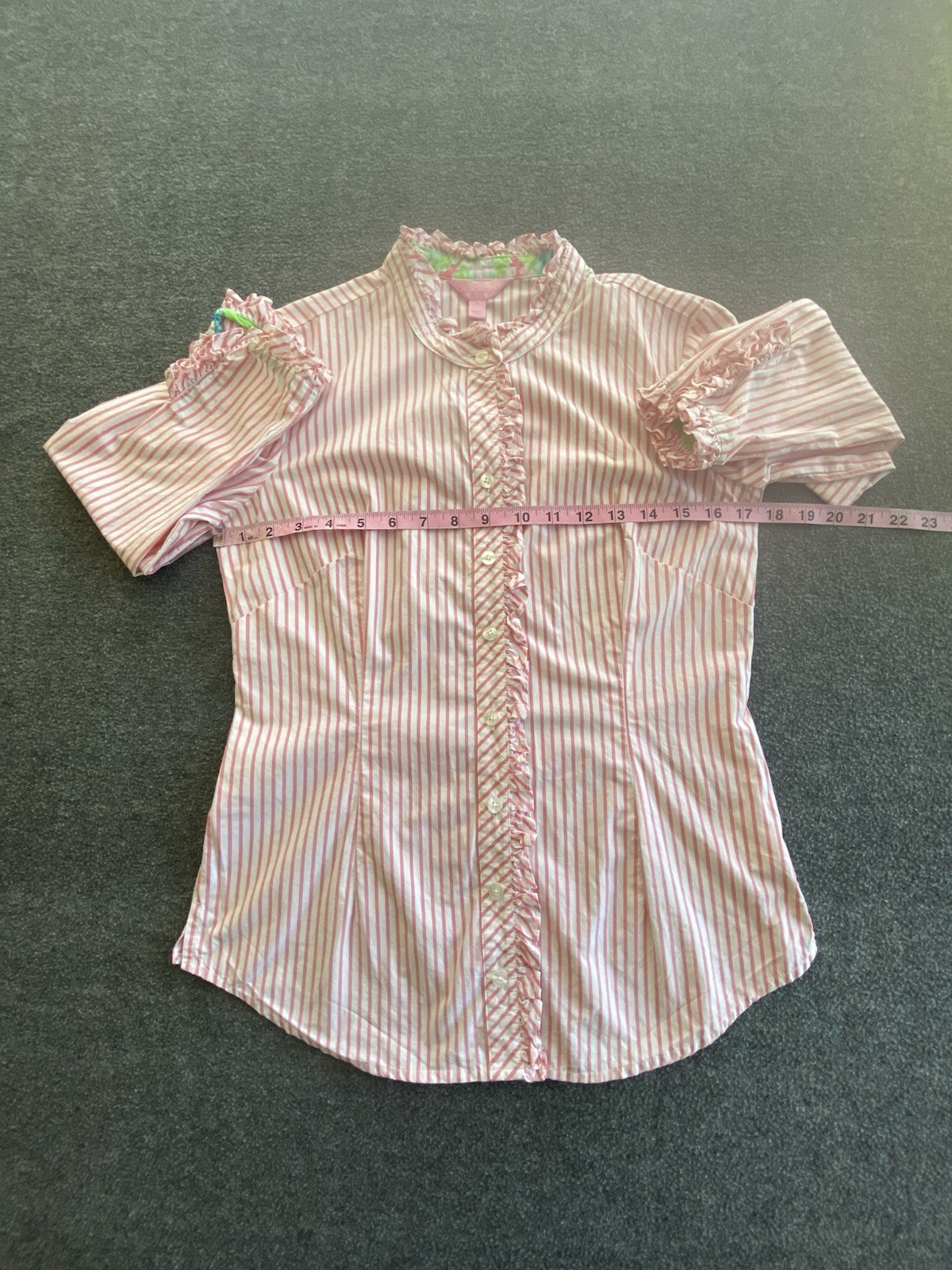 Lilly Pulitzer Top Size 4 Pink Striped Ruffles Feminine Preppy Style 76840