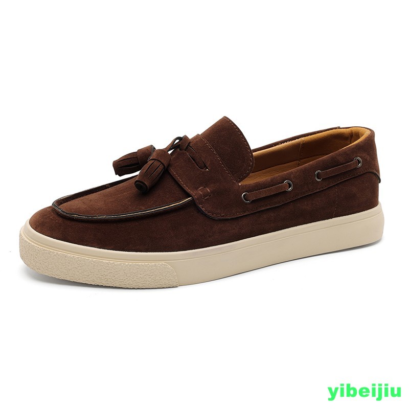 Men’s Causal Loafers Skateboarding Dress Shoes Round Toe Flat Heels Pull On Man