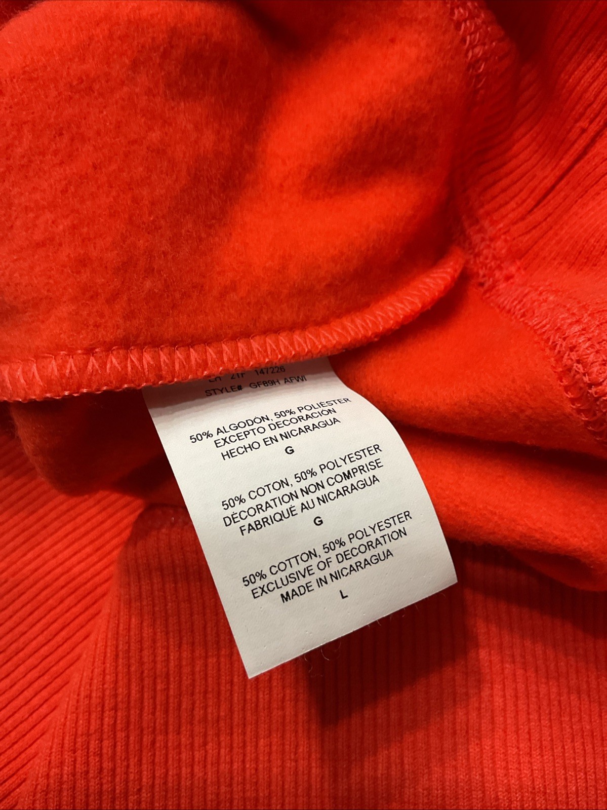 Mens Champion Hoodie Poppy Peach Orange Fleece Size Large 50×28” Pullover New