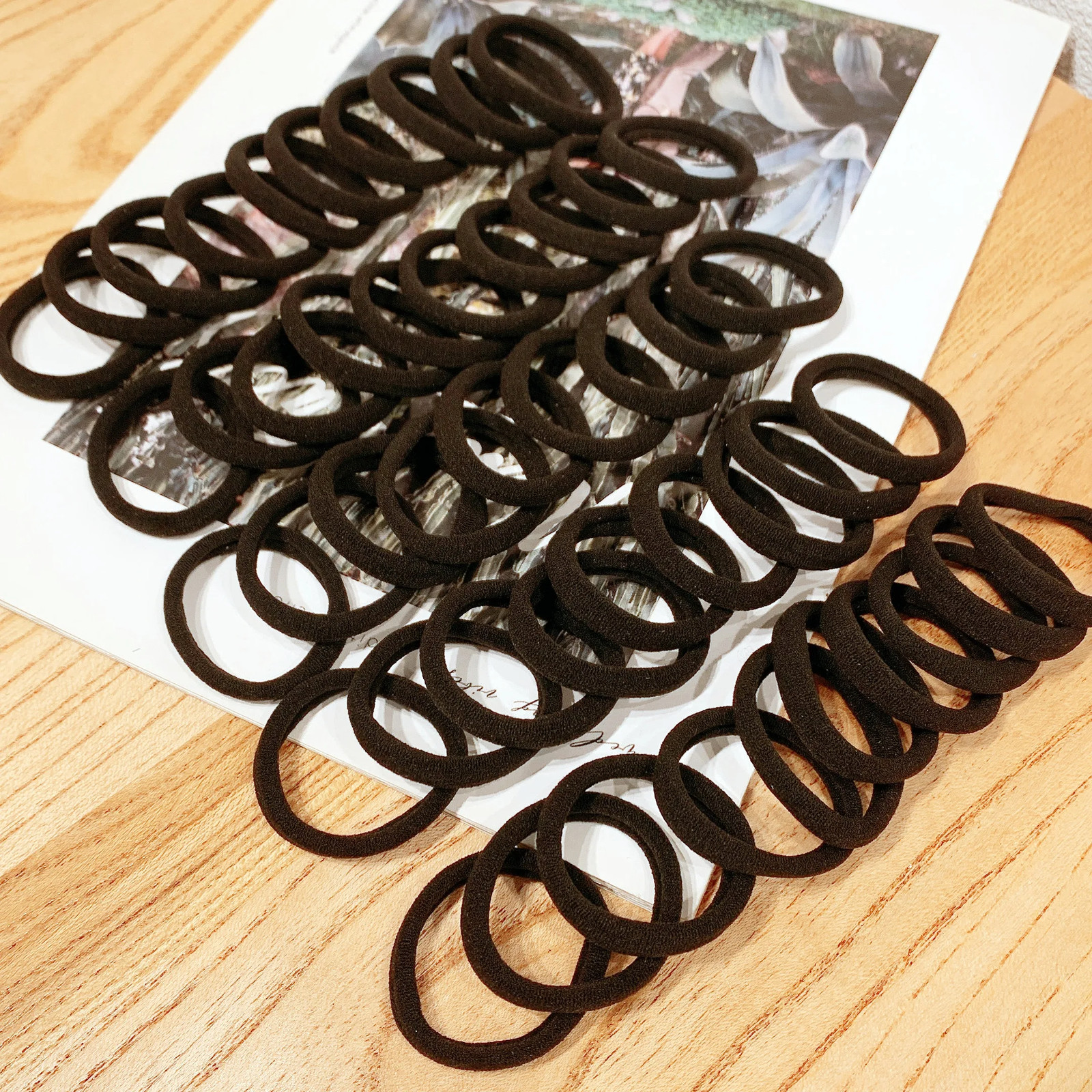 100PCS Black White Brown Elastic Hair Bands Women Ponytail Holders Hair Ties