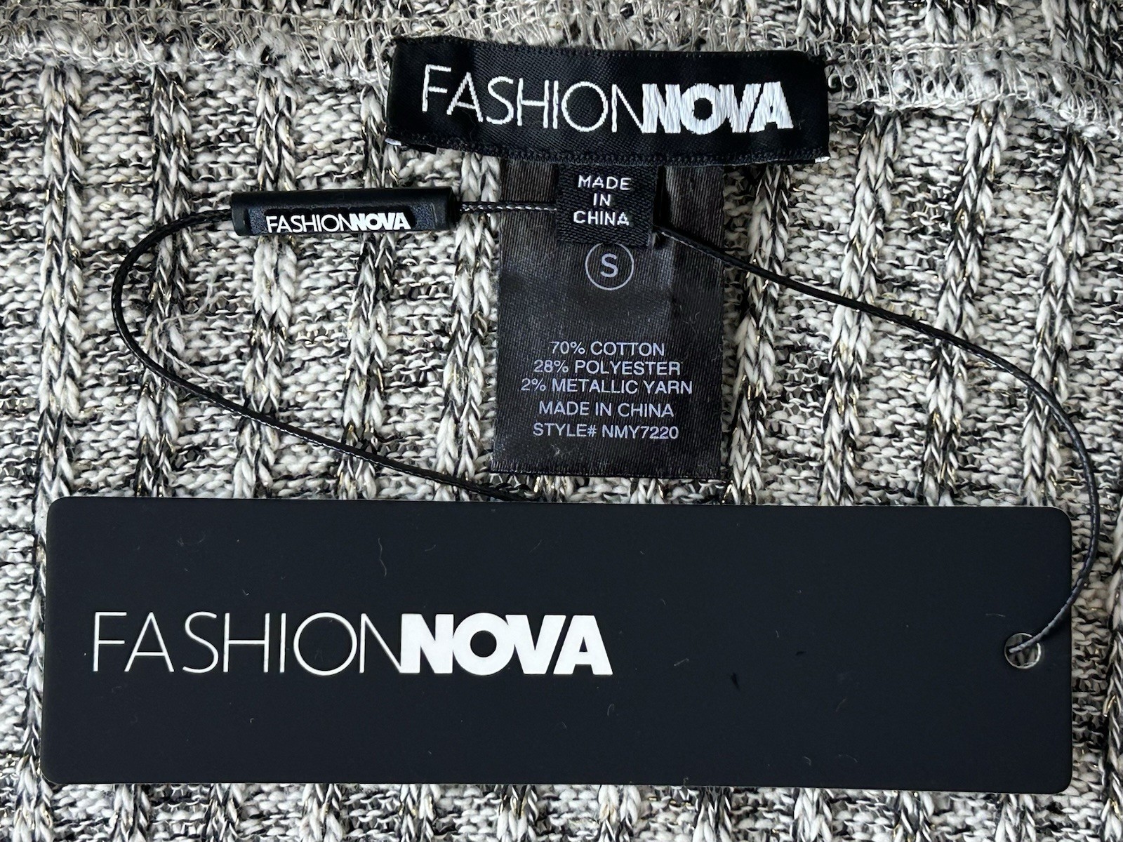 Fashion Nova Laurie Metallic Knit Turtleneck Shrug Bolero Sleeves NWT S