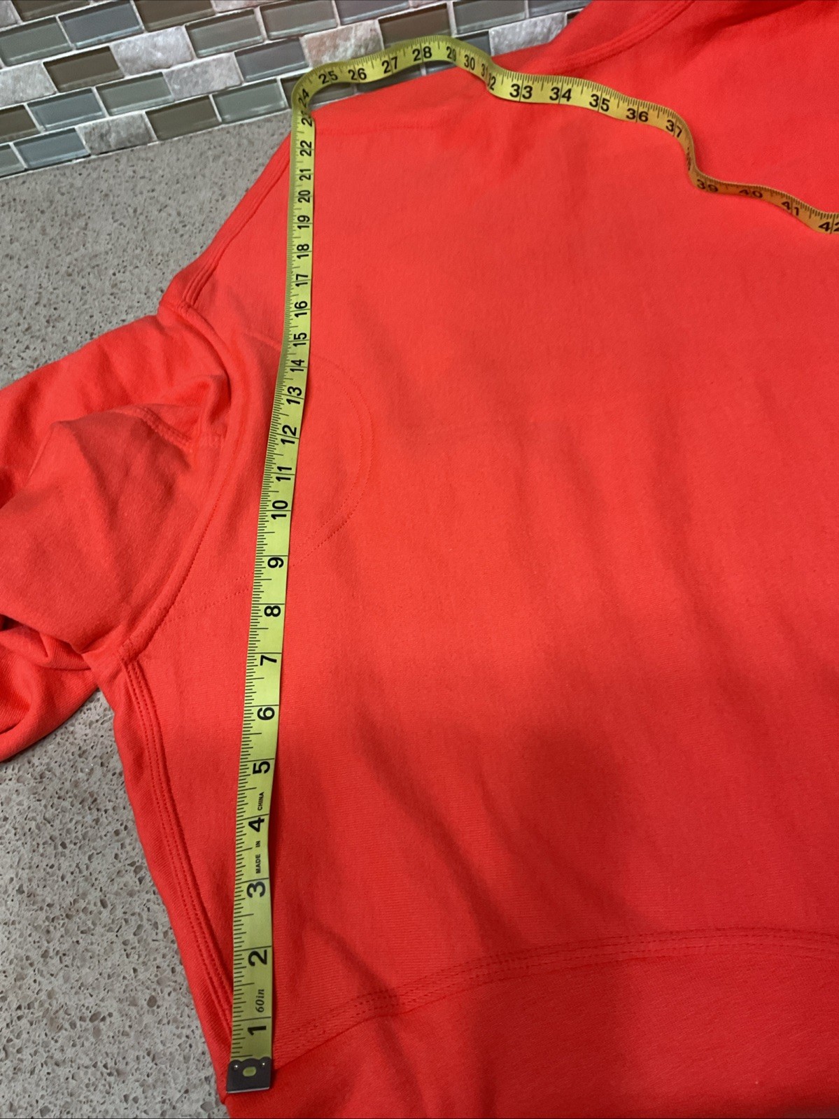 Mens Champion Hoodie Poppy Peach Orange Fleece Size Large 50×28” Pullover New