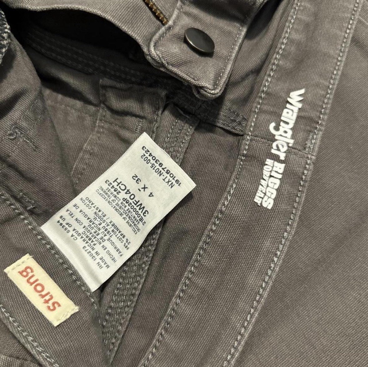 Women’s Wrangler RIGGS Workwear Gray Canvas Pants 4×32 Regular Straight Fit