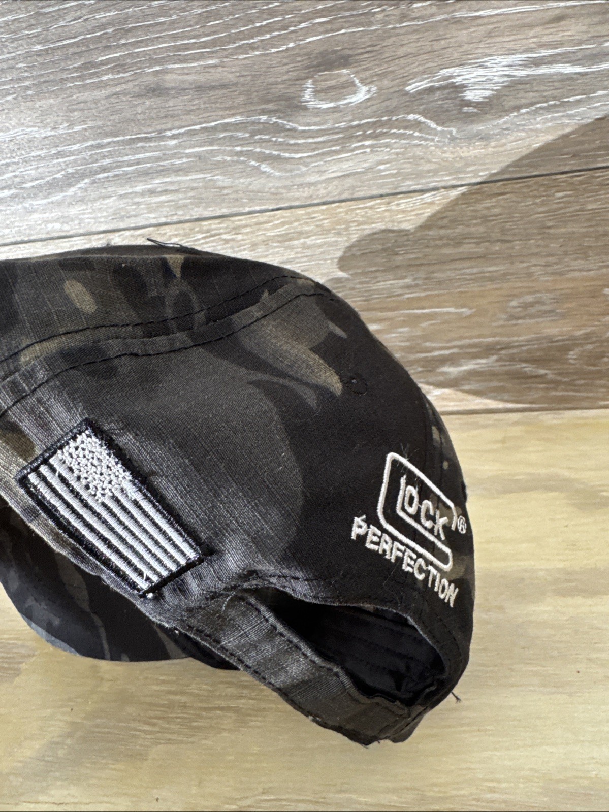 GLOCK PERFECTION TACTICAL Hat Camo Rip Stock NWOT Lightweight American Flag