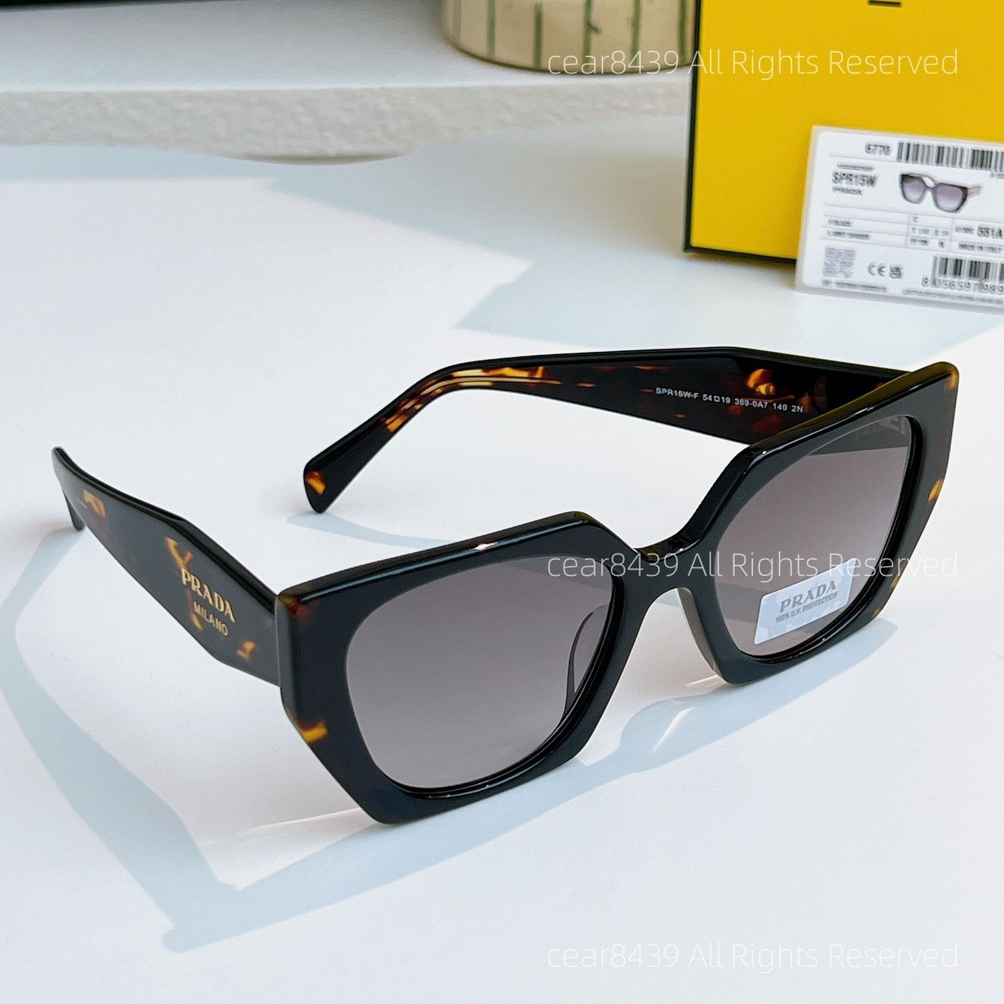 Prada Women Sunglasses Designer PR15WS Tortoise Gray Lens Oversize Authentic