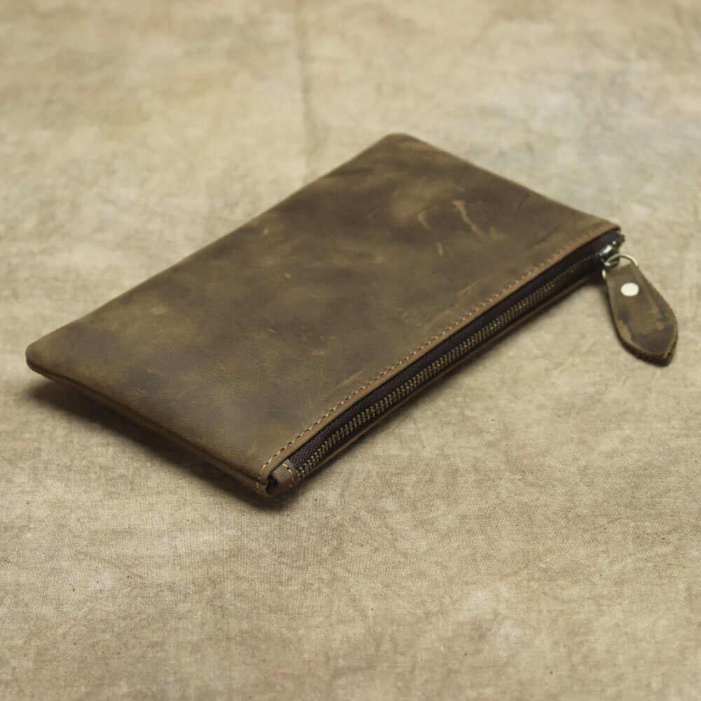 Leather Cash Long Wallet Envelope Zipper Pouch – Money Holder for Men & Women.