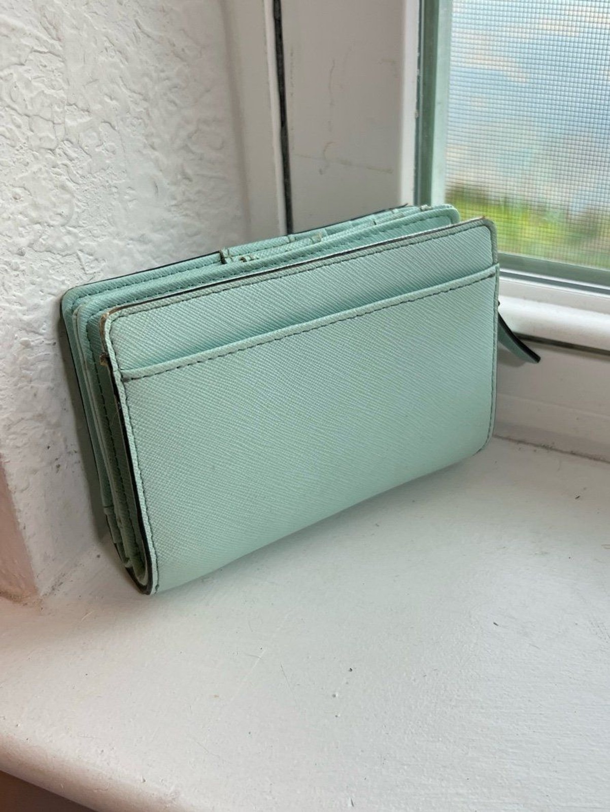 Kate Spade New York Cross Grain Bi-Fold Snap Close Wallet in Mint Green