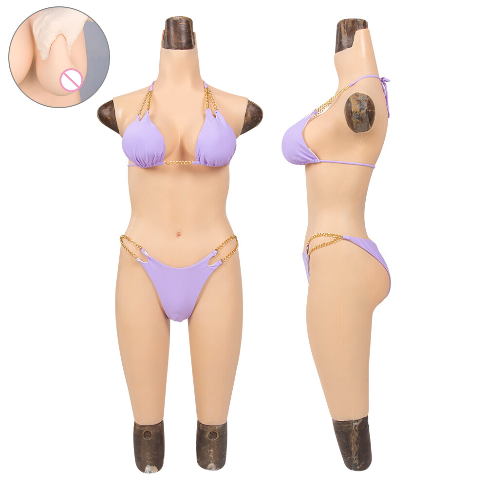 Silicone C/G Cup Bodysuit Breast Forms Fake Vagina Hip Shaping Female Body Suit