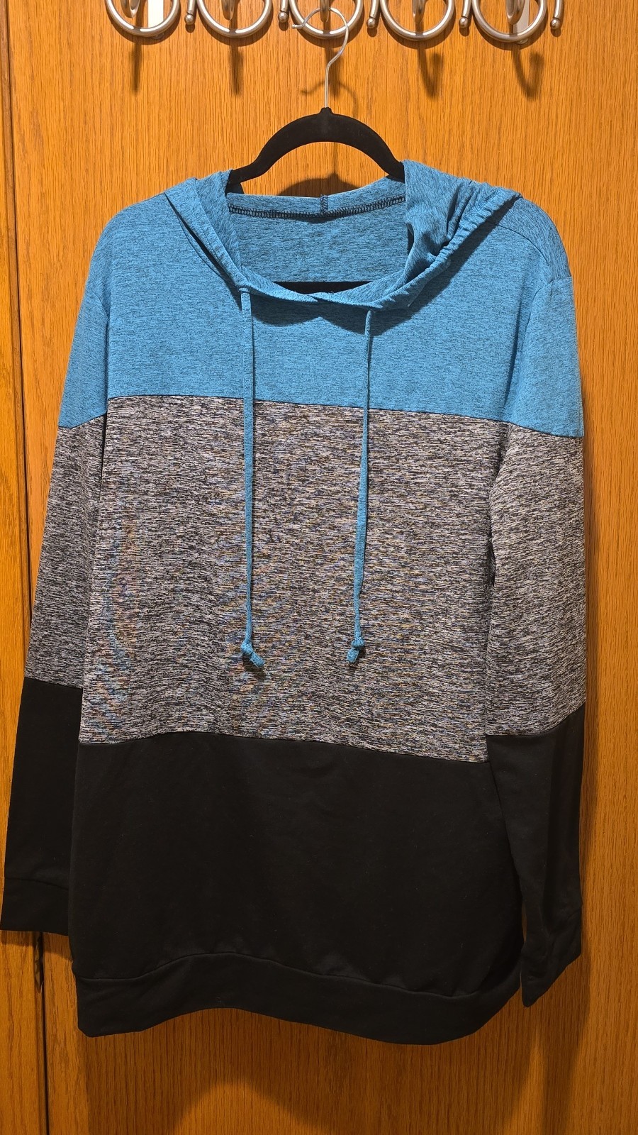 2XL Heathered Colorblock Hoodie Black Gray Blue Worn Once Excellent Condition