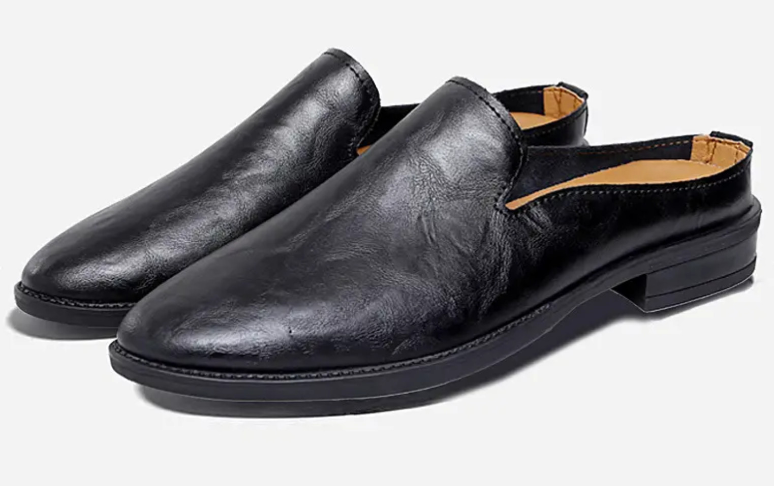 Mens Summer Mules Leather Slippers Closed Toe Slip On Casual Shoes Loafer 2025