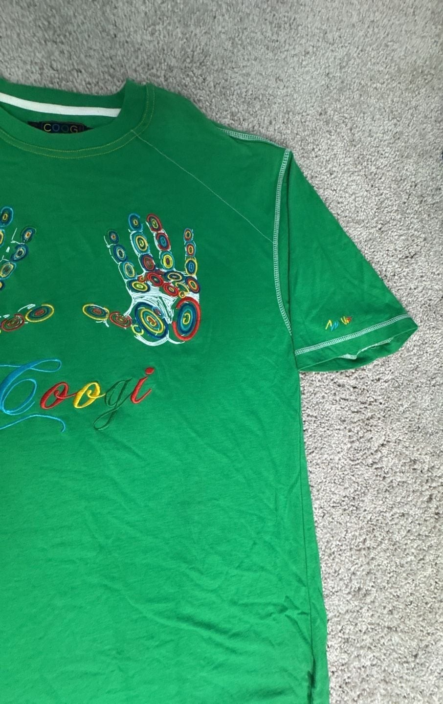 Coogi Men’s Green Graphic Embroidered Hand Logo T-Shirt 3XL
