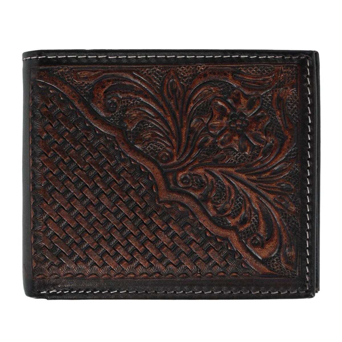 American Bison Men’s Hand Tooled Leather Bifold Wallet