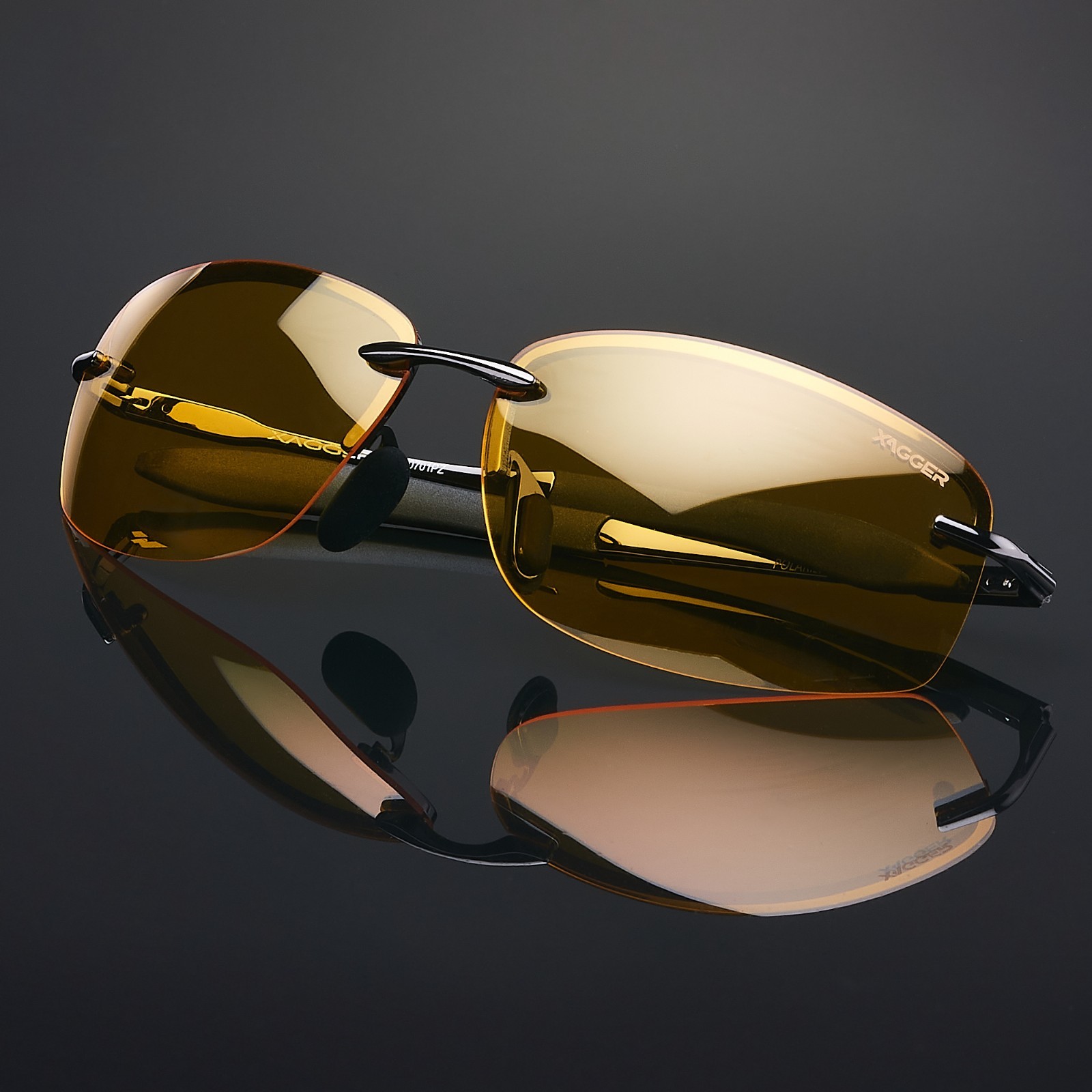 Polarized Driving Sunglasses Men Rimless Metal Frame UV400 Aviator Pilot Vintage