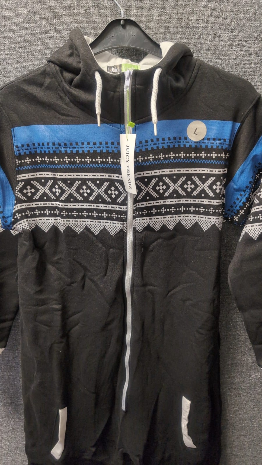Juicy Trendz Mens All In One Pyjama Suit Black UK L LN053 BB 04