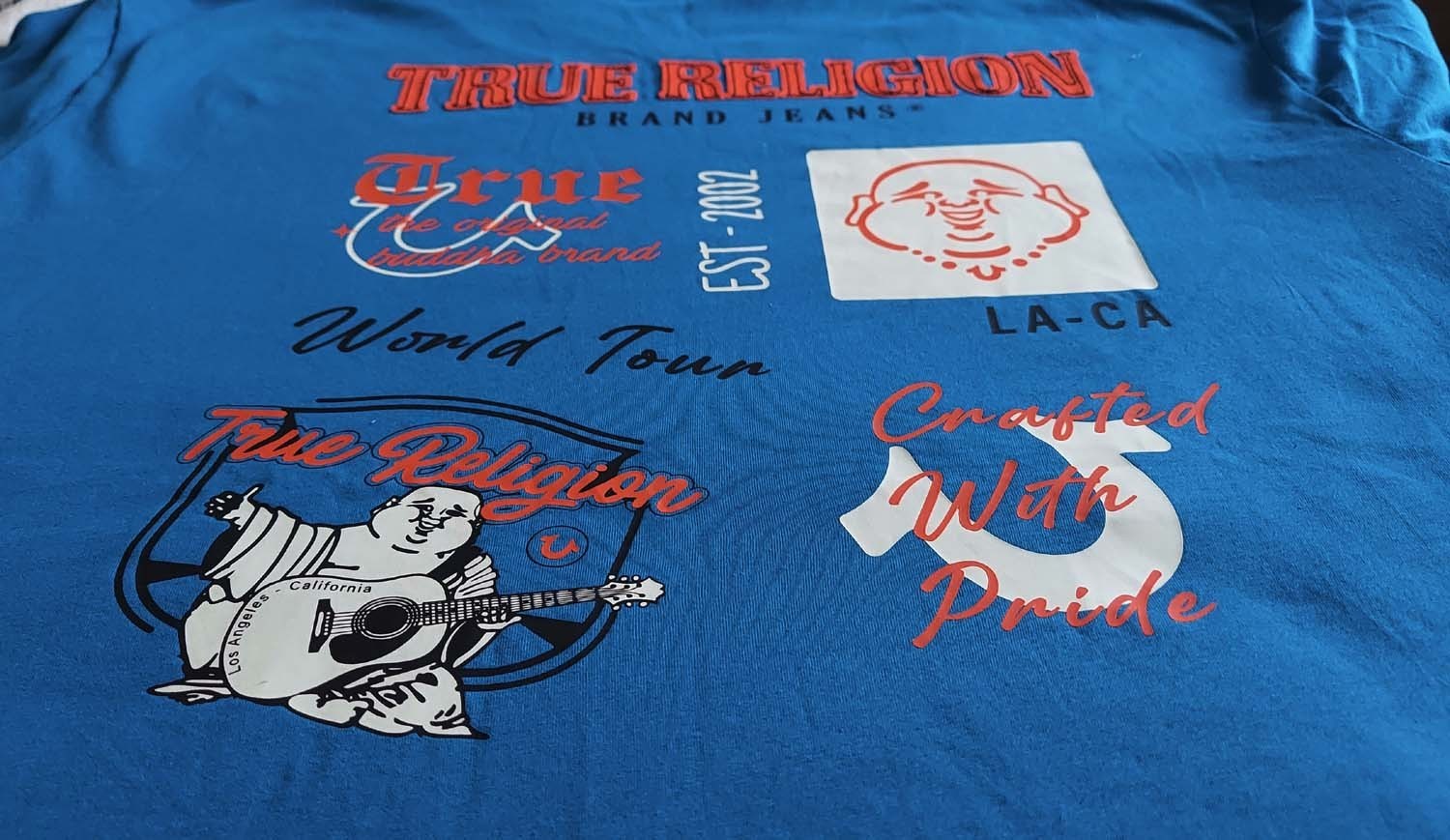 True Religion World Tour Tee Blue Color Size L (NWT)