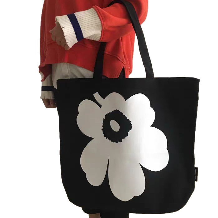 White Flower Print Canvas Tote Bags Handbags Shouder Bags New