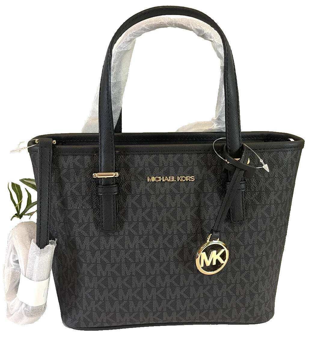 Michael Kors Michael Kors XS Carry All Jet Set Travel Women’ Tote (BLACK SIG/GOL