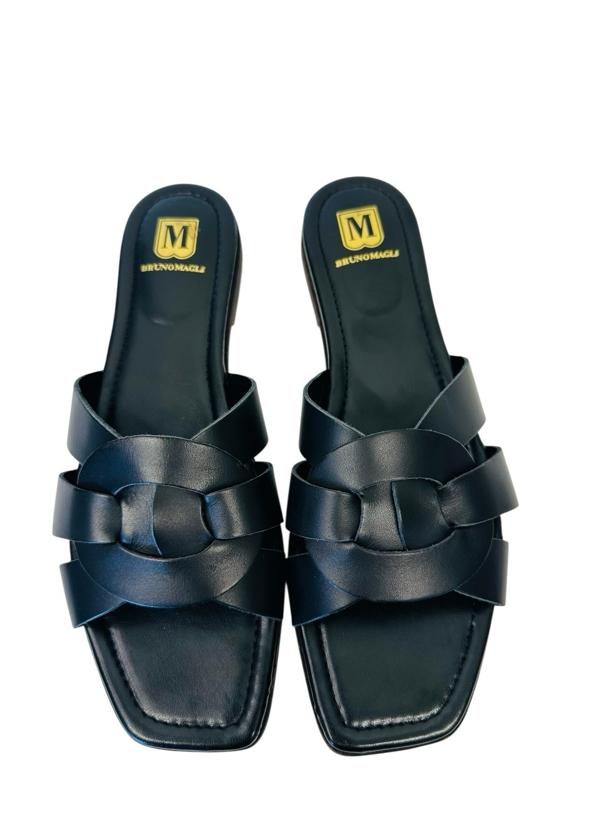 Bruno Magli Women Alessia Leather Slide Sandal Black Size 9M New Read