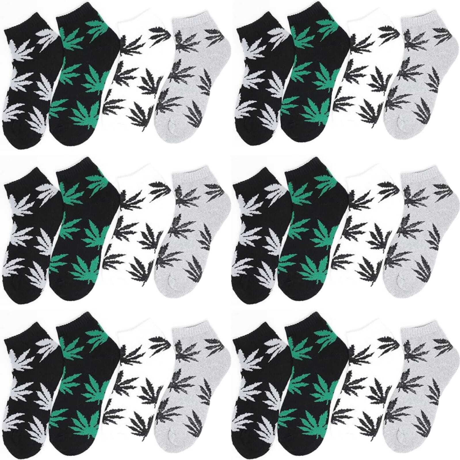 Wholesale Bulk Lots Mens Ankle Quarter Weed Leaf Cotton Socks Size 9-11 10-13