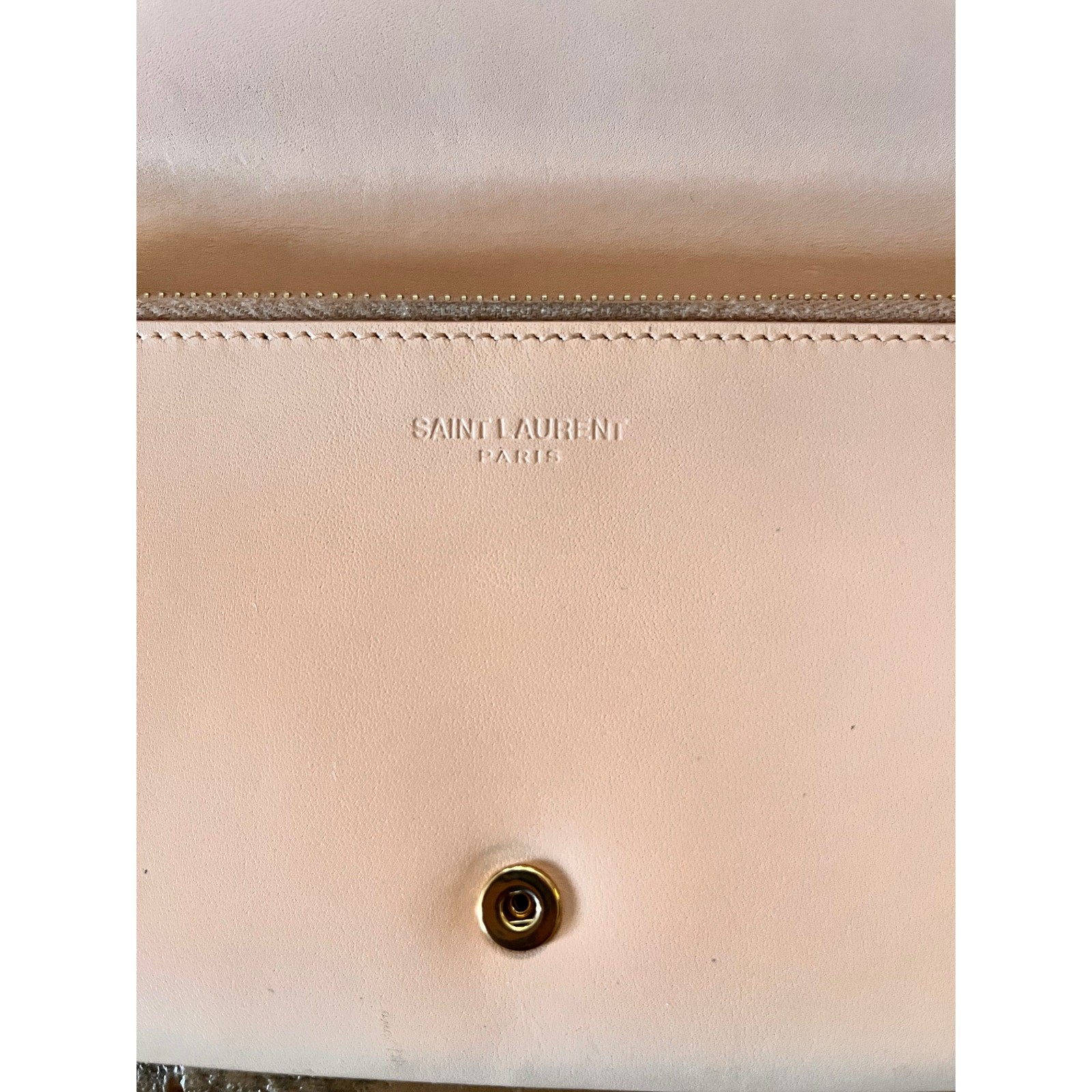 SAINT LAURENT YSL Leather Long BI-FOLD Wallet in Blush Pink
