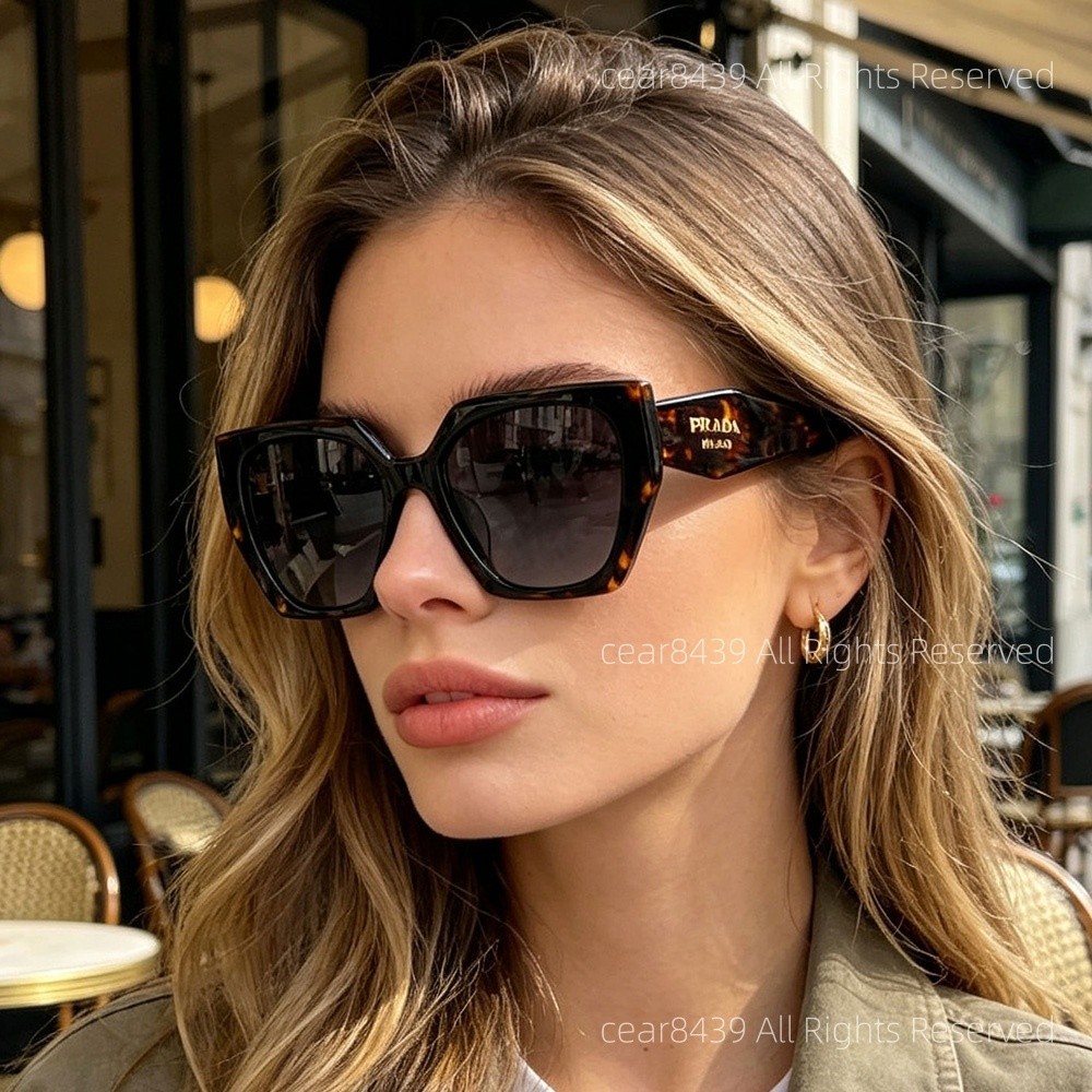 Prada Women Sunglasses Designer PR15WS Tortoise Gray Lens Oversize Authentic