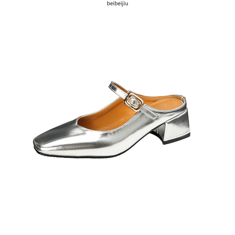 Women’s Square Toe Mules Slides Low Block Heel Sandal Slingbacks Casual Shoes