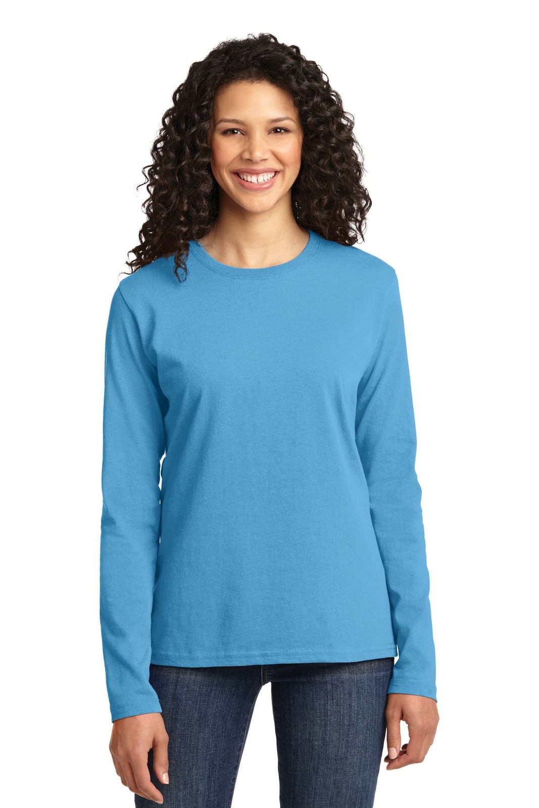 Port & Company LPC54LS Womens Long Sleeve Cotton Crew Neck Stylish T-Shirt