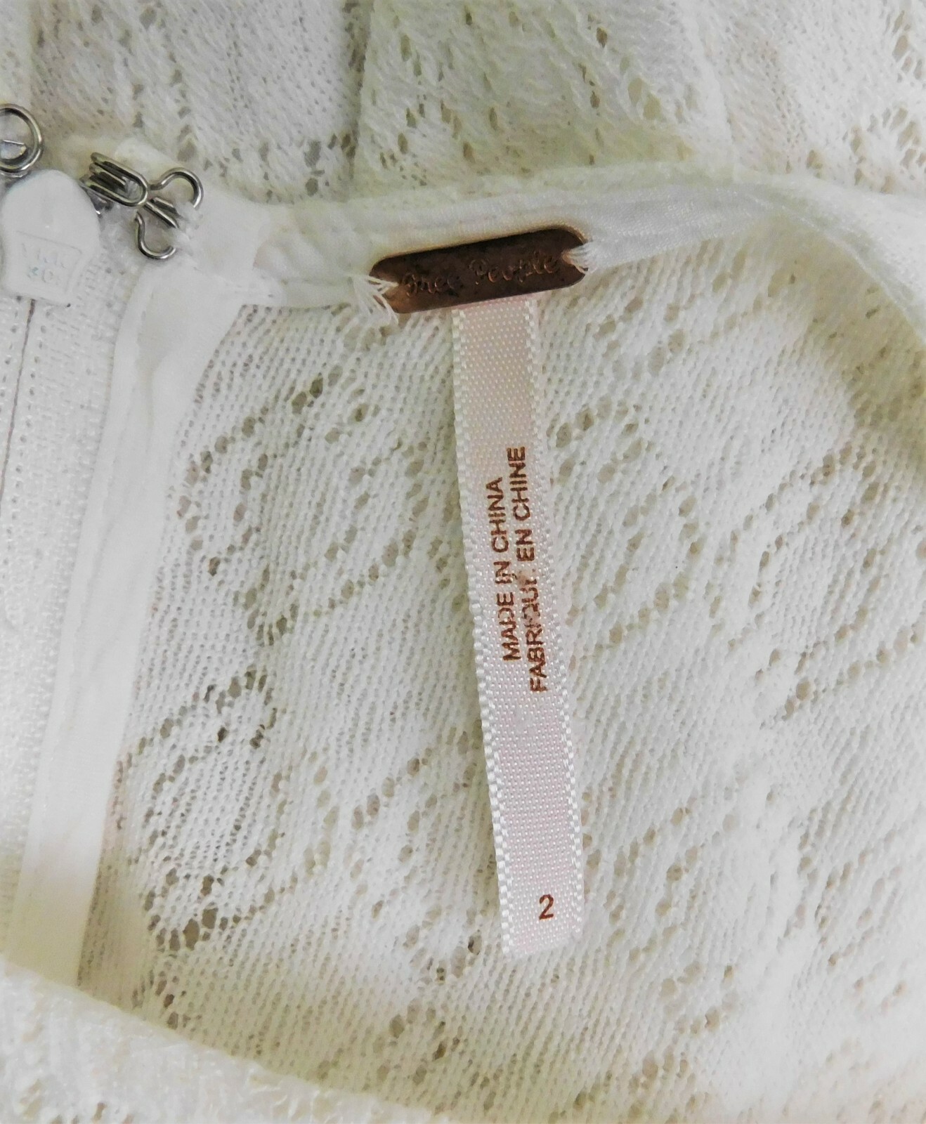 Free People Women’s Dress, Size 2, Ivory, 80% Cotton, 20% Nylon