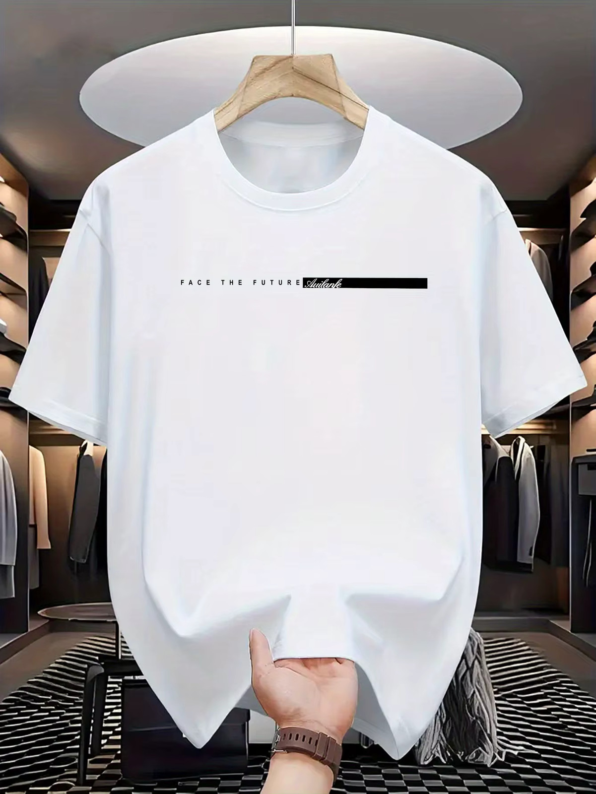 Men’s Summer Cotton Loose Fit Letter Print T Shirt Casual Tee Tshirt Casual Gift