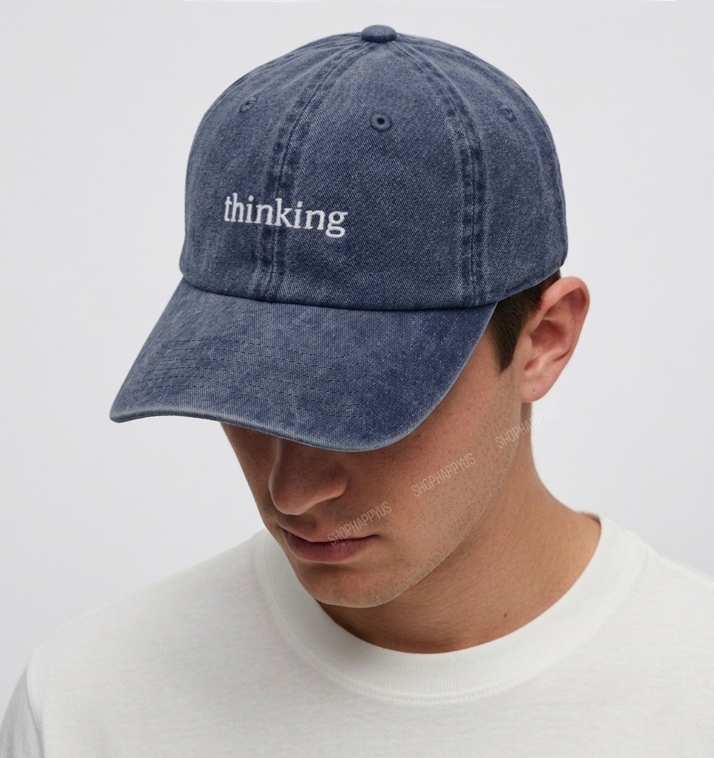 Anthropic Claude Thinking Hat Navy Blue Adjustable Strapback Baseball Cap New