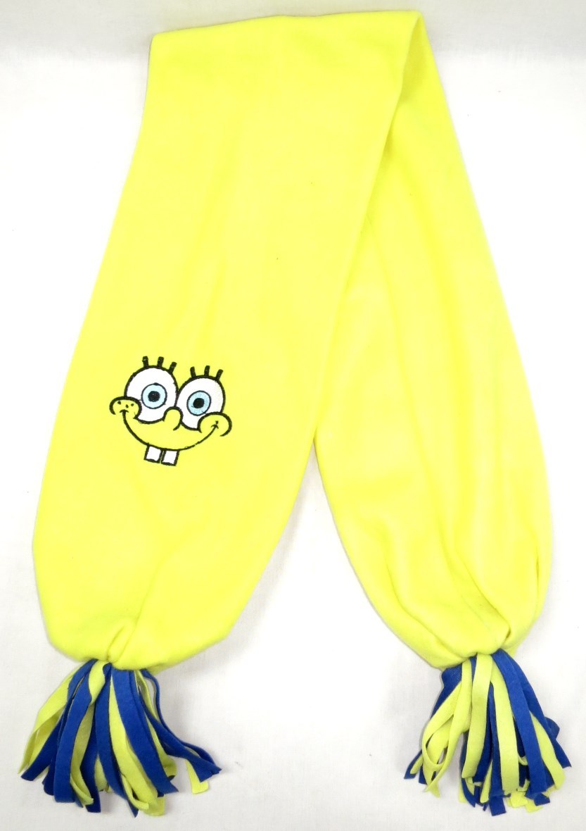 Spongebob Scarf Child or Adult 100% Fleece Machine Washable Sponge Bob