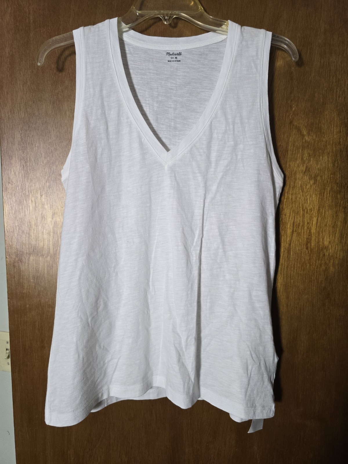 Madewell Tank Top Womens Medium White V Neck Organic Cotton Sleeveless MD045