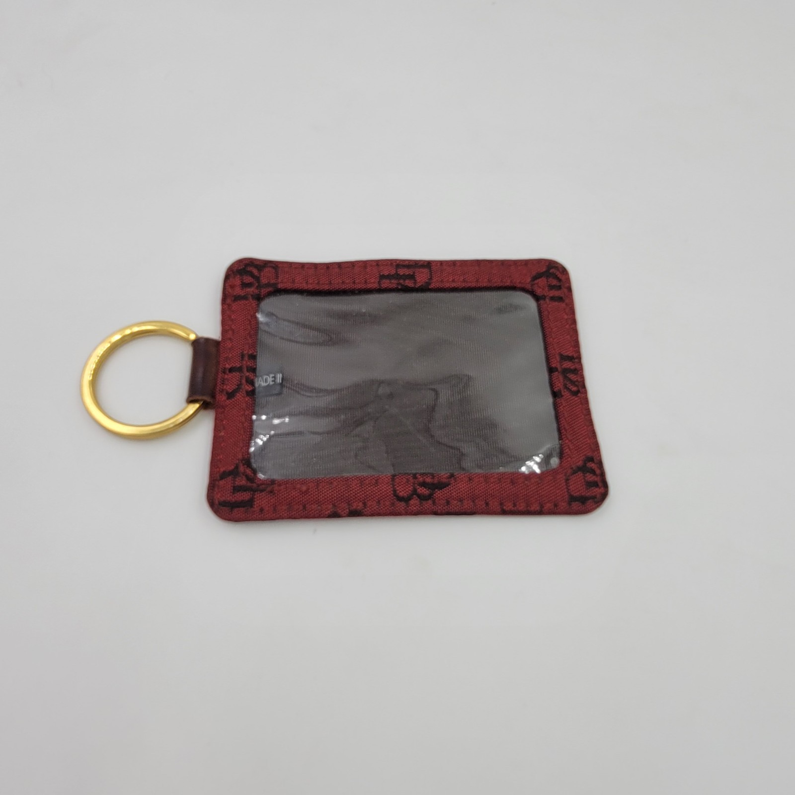 Dooney & Bourke Photo ID Card Holder Badge Keychain DB Logo Canvas Burgundy New