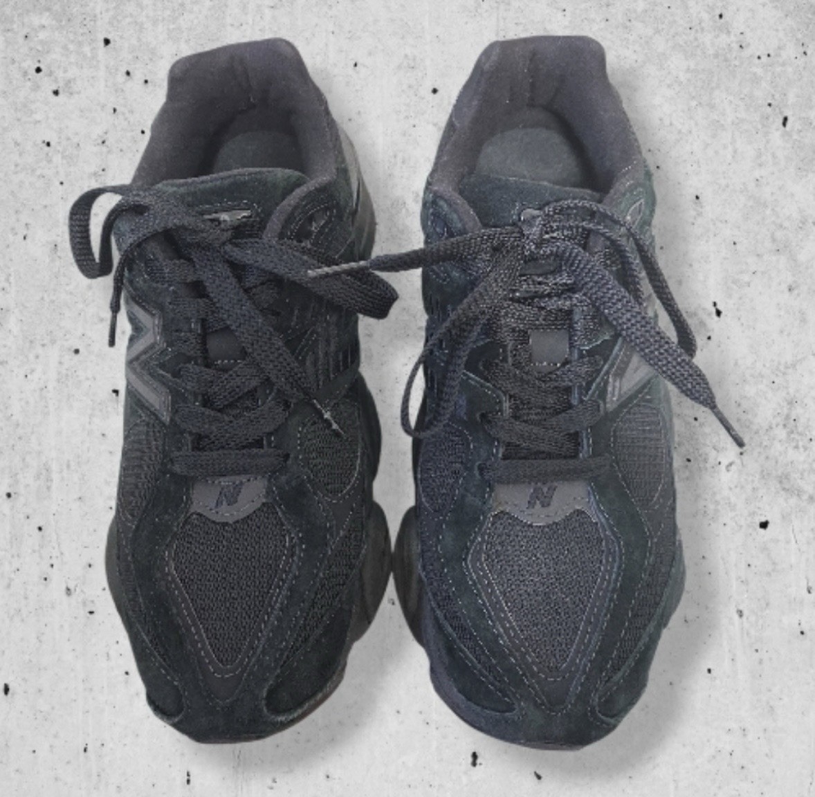 New Balance 9060 Triple Black Suede Low Top Lace-Up Sneakers U9060BPM