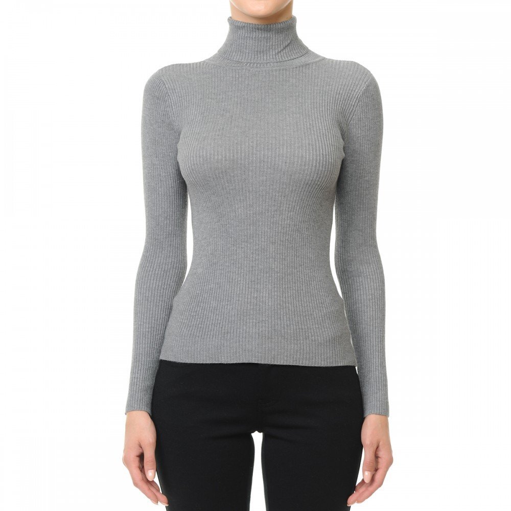 Ambiance TURTLENECK Ribbed LONG SLEEVE FINE-GAUGE SWEATER TOP
