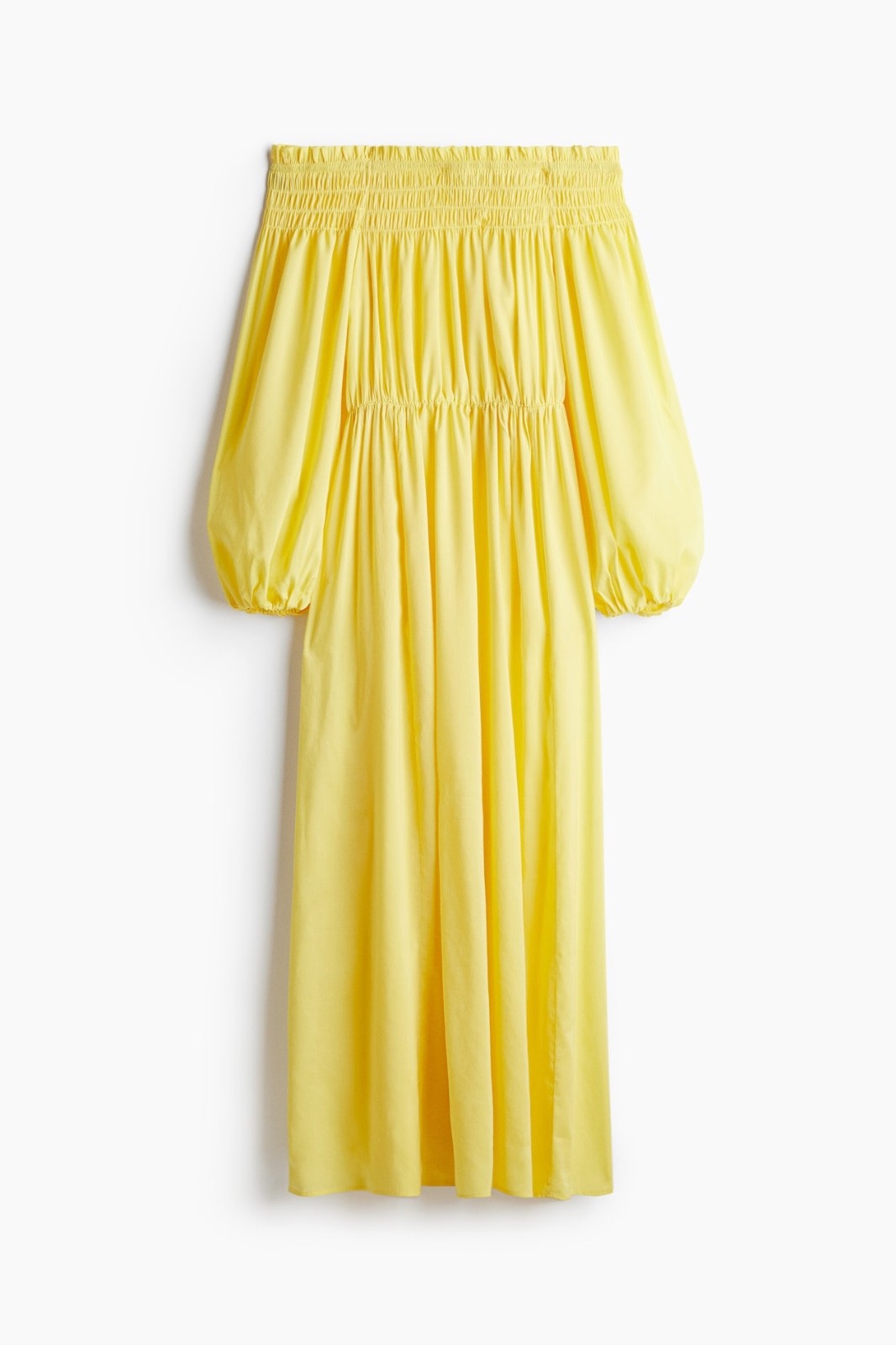 H&M Yellow Smocked Off the Shoulder Dress