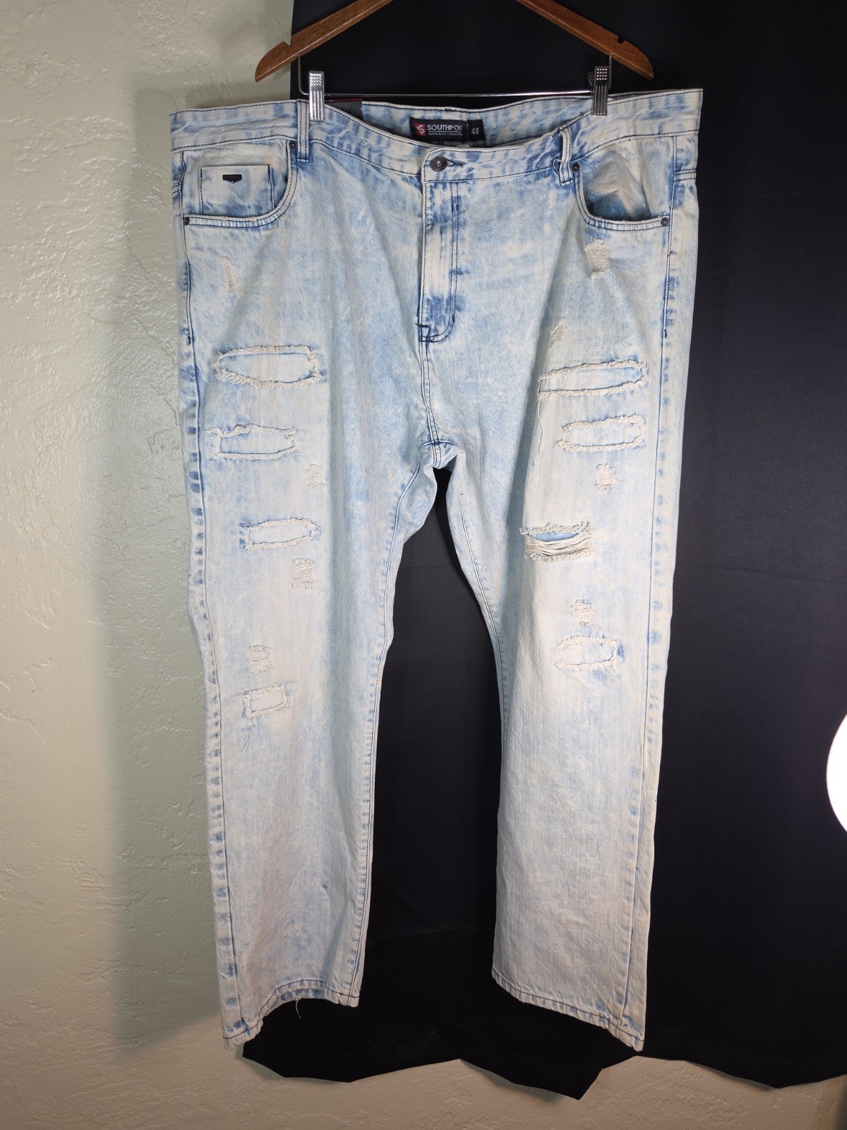Southpole Mens Jeans 48 to 50″x 32″ 100% Cotton Acid Wash Denim Retro Distressed