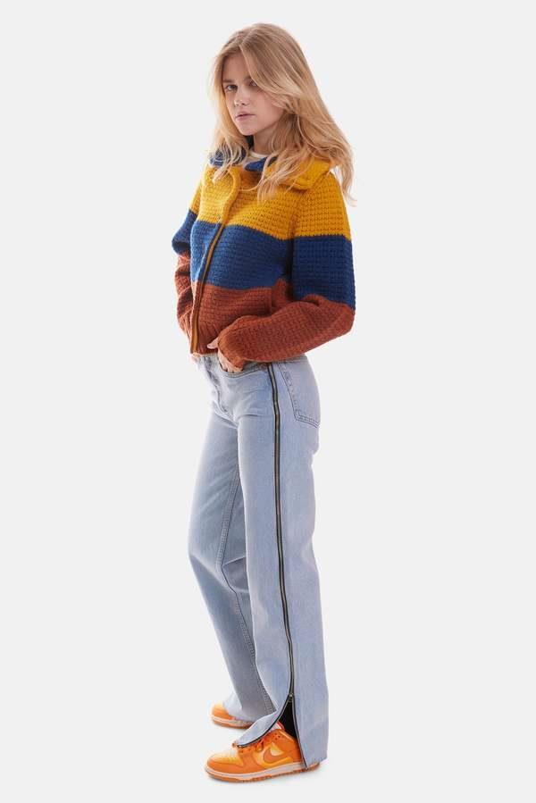 NWOT RE/DONE Mustard Multi 70s Sweater Jacket Size XS $525