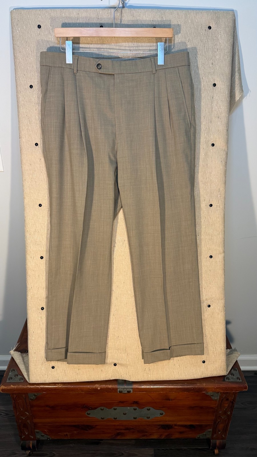 Ballin Pants BOGO 36×27 Brown Super 120s Wool Dress Slacks LOT OF 2 Pleated Cuff