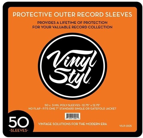 Vinyl Styl® 12 Inch Vinyl Record Outer Sleeve Polyethylene – 50 Count (Clear) [N