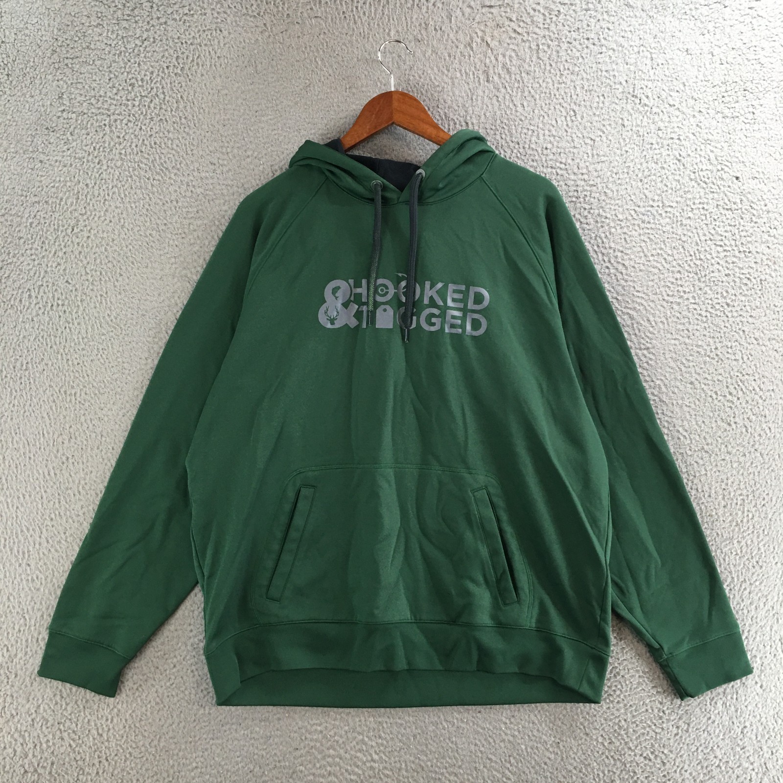 Sport-Tek Hoodie Men XL Pullover Fleece Hooked & Tagged Graphic Polyester Green