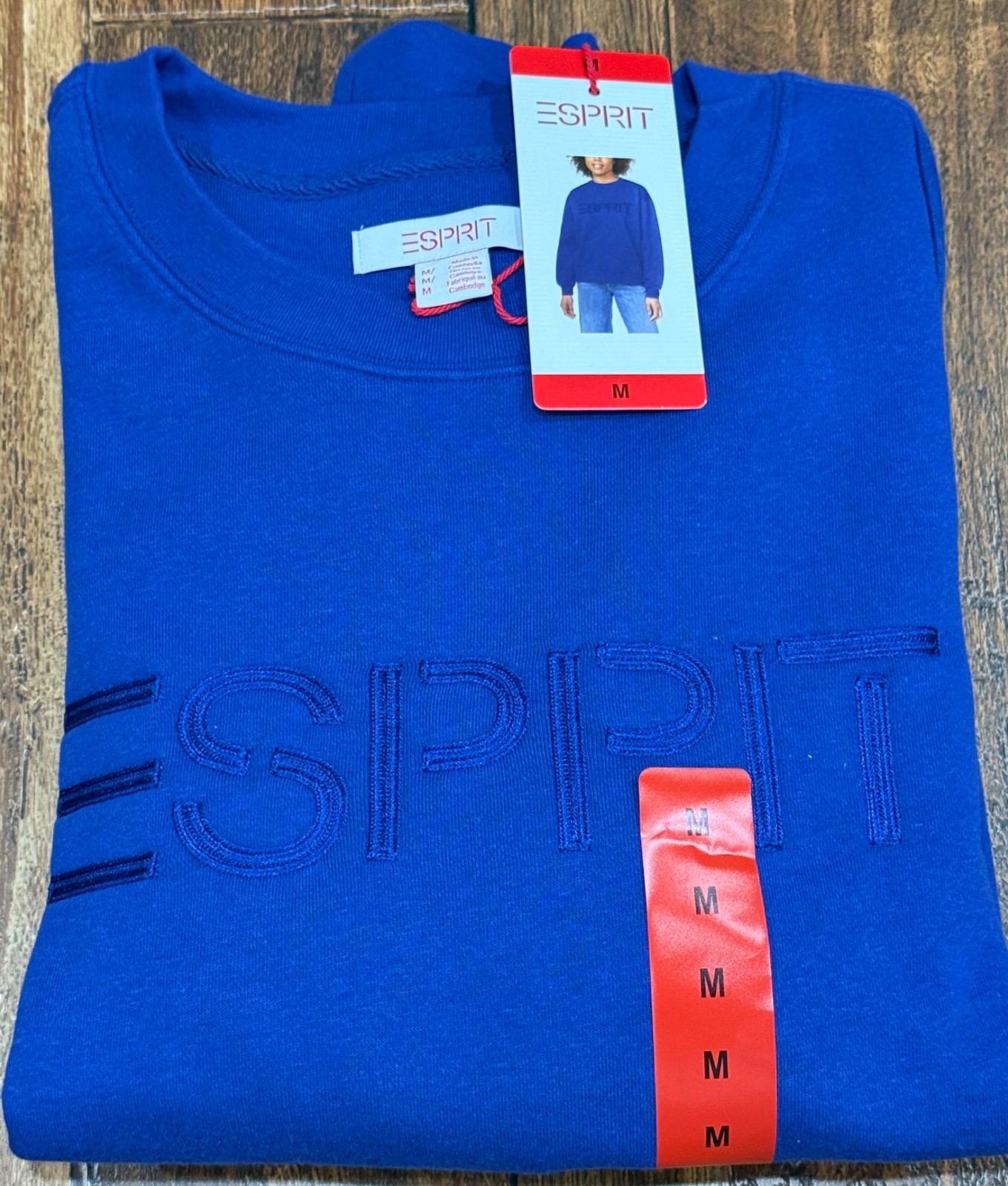 NWT Esprit Women’s Logo Fleece Crewneck Sweatshirt Embroidered 80s Retro Viral