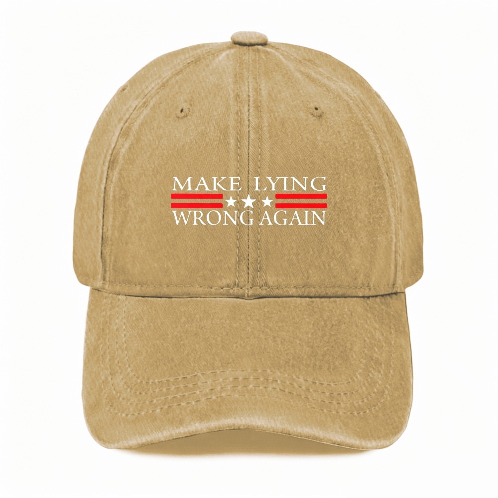 Unisex Political Satire Washed Dad Hat Make Lying Wrong Again Adjustable Cap